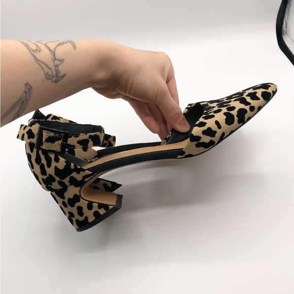 ASOS Animal Print Tan Black Ankle Strap Velvet Heels - Size 7 - Picture 5 of 9